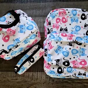 "Odd Kitties" 3 pc Large Capacity Backpack, Lunch Bag, Pencil Case Set ~ NEW!